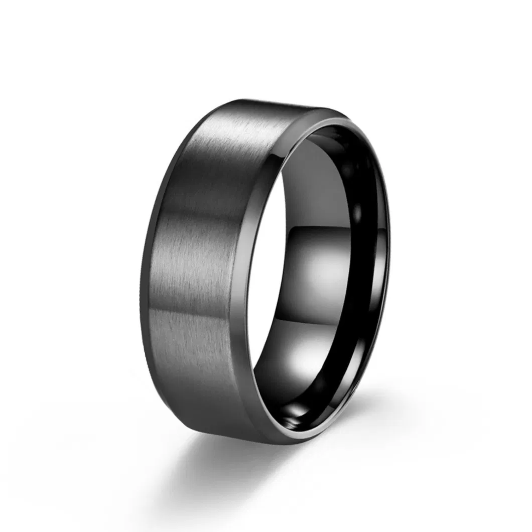 8mm Matte Brushed Titanium Steel Ring Vacuum-Plated Color Can Be Engraved Custom Couple Rings for Men and Women SSR2427b